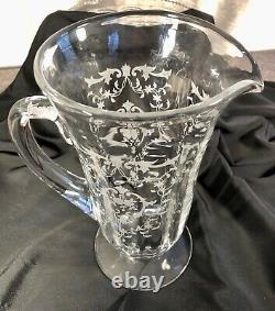 Vintage Fostoria Navarre Etched Glass 48 oz Pitcher Art Deco