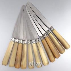 Vintage French Art Deco Knives, Horn Handles, Stainless Steel Blades, Stamped