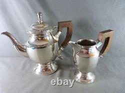 Vintage French Art deco silver plated Teapot and Milk Jug with rosewood handle