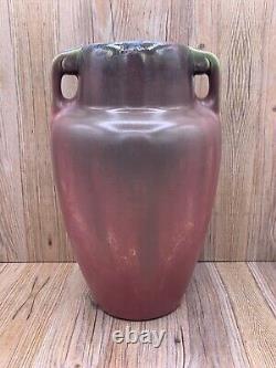 Vintage Fulper Pottery 2 Handle Vase 9 Green Turquoise Glaze 1917-1927