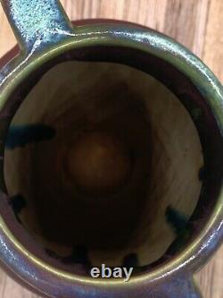 Vintage Fulper Pottery 2 Handle Vase 9 Green Turquoise Glaze 1917-1927