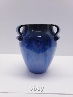 Vintage Fulper Pottery 3 Handle Vase #887 Blue