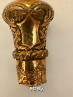 Vintage Gold Gilded Cane Head Marked 1947 With Inscription