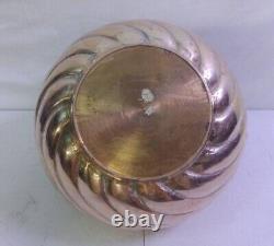 Vintage Heavy Brass Parrot Handle Art Deco Centerpiece Bowl Vase Ribbed Swirl 9
