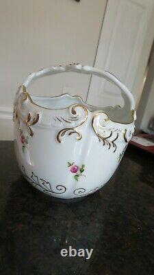 Vintage Herend China Basket with Handle Hand Painted Hungary 5