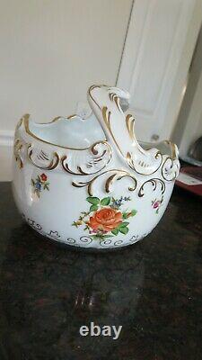 Vintage Herend China Basket with Handle Hand Painted Hungary 5