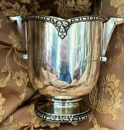 Vintage Ice Bucket, Roses, France, Silver Plated Art Deco