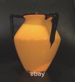 Vintage Loetz Made In Czechoslovakia 3 Handles Glass Vase