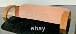 Vintage MCM Revere NY COPPER Serving Bread Tray Arched Wood Handles Art Deco