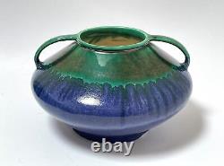 Vintage Melrose Ware Australian Pottery Twin Handled Drip Glazed Vase Art Deco