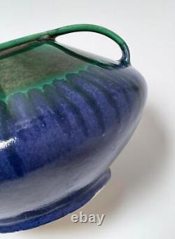 Vintage Melrose Ware Australian Pottery Twin Handled Drip Glazed Vase Art Deco