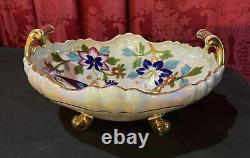 Vintage Noritake Art Deco Floral & Bird Decorated Handled Bowl