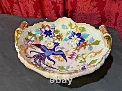 Vintage Noritake Art Deco Floral & Bird Decorated Handled Bowl