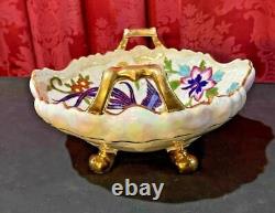 Vintage Noritake Art Deco Floral & Bird Decorated Handled Bowl