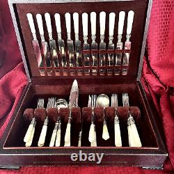 Vintage Pearl Handled Flatware, Sterling Ferrules Mixed Patterns