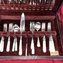 Vintage Pearl Handled Flatware, Sterling Ferrules Mixed Patterns