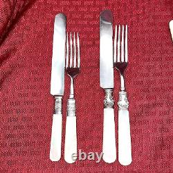 Vintage Pearl Handled Flatware, Sterling Ferrules Mixed Patterns