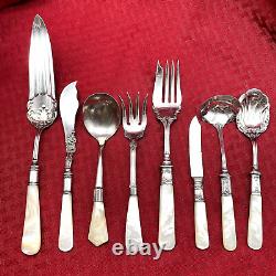 Vintage Pearl Handled Flatware, Sterling Ferrules Mixed Patterns