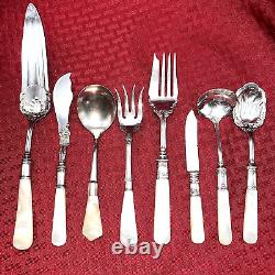 Vintage Pearl Handled Flatware, Sterling Ferrules Mixed Patterns