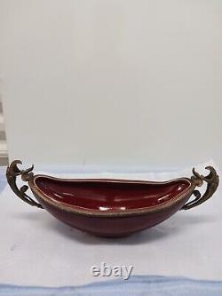 Vintage Porcelain Castilian Bowl With Brass Handles