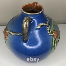 Vintage ROSEVILLE Pottery BLUE PINECONE Urn Pitcher Handled Jug Rare Mint
