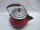 Vintage Red Art Deco Enamel Tea Kettle Pot Retro Teapot Bakelite Handle/knob