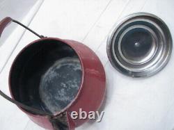 Vintage Red Art Deco Enamel Tea Kettle Pot Retro Teapot Bakelite Handle/Knob