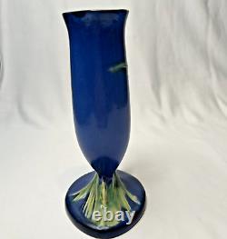 Vintage Roseville Art Pottery 1931 PINE CONE Blue Vase 112-7 w Handle Excellent