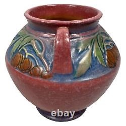 Vintage Roseville Pottery Baneda Planter Vase 1930s Antique Art Deco Tow Handled