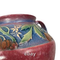 Vintage Roseville Pottery Baneda Planter Vase 1930s Antique Art Deco Tow Handled