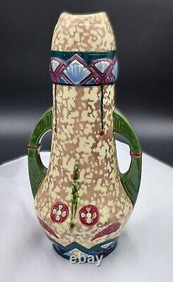 Vintage Royal Lux Mutli-Colored Vase with a Beautiful Art Deco Handled Pattern