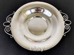 Vintage SAART Art Deco Sterling Silver Vegetable Serving Bowl Dish Scroll Handle