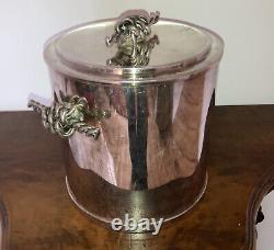 Vintage Soppil Wolff Art Deco Knot Rope Handles Finial Silver Plate Ice Bucket