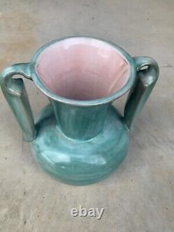 Vintage Stangl Pottery Double Handle Art Deco Vase With Label