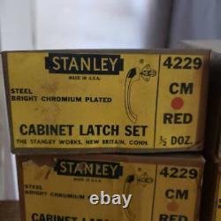 Vintage Stanley Cabinet Handle Pull Chrome MCM Art Deco Latch Red Restore 48Pcs