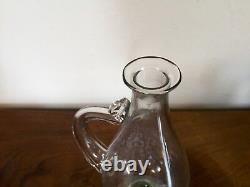 Vintage Venetian Glass Footed Decanter Ewer with Handle Wine or Water Art Deco