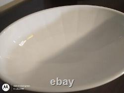 Vintage Westmoreland Milk Glass Oval Pedestal Bowl Art Deco Fish Handles