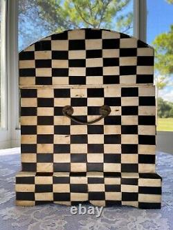 Vintage Wooden Silvestri Art Mark Box Chest Horn Chess Decor Brass Handles Home