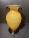 Vintage Yellow Venini Murano Vase With Black Handles