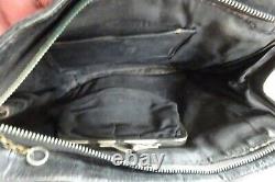 Vintage art deco 1930's black leather handbag with apple juice bakelite handles