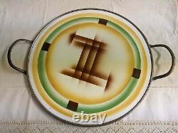 Vtg. Art deco designed ceramic/metal serving tray Germany