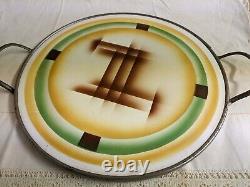 Vtg. Art deco designed ceramic/metal serving tray Germany