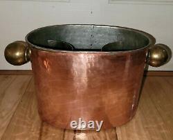 Vtg. Copper & Brass double Wine Chiller Cooler Ice Bucket Art Deco tub handles