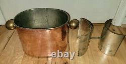 Vtg. Copper & Brass double Wine Chiller Cooler Ice Bucket Art Deco tub handles
