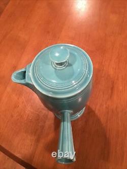 Vtg. Fiesta Fiestaware Turquoise Demitasse Stick Handle Coffee Pot 1935-1942 HLC