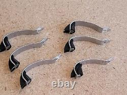 Vtg Set of 6 Chrome with Black Lines Kitchen Cabinet Door Handle Pull Mid Century