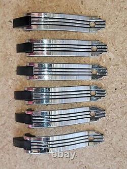Vtg Set of 6 Chrome with Black Lines Kitchen Cabinet Door Handle Pull Mid Century