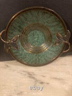 Vtg Signed Carl Sorensen Bronze art Deco Verdigris Rare Bowl Withhandles