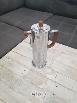 Vtg cocktail shaker Manning Bowman Meriden Chrome Coffee art deco wood handle