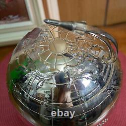 Vtg nternational Silver Co Art Deco World Globe Ice Bucket Rocket Handle Space